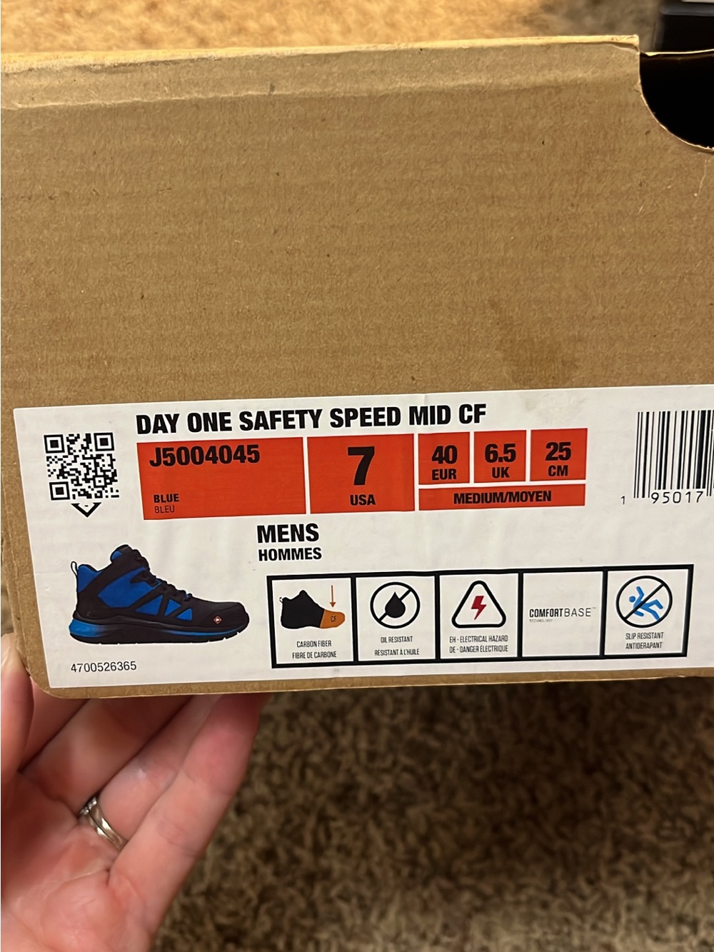 Merrell Day One Safety Speed Mid CF Men's Blue and Black Work Boots